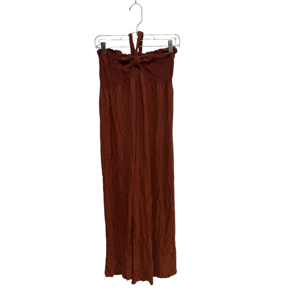 Timing Terracotta Smocked Halter Wide Leg Jumpsuit Womens‎ Size Medium